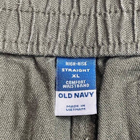 Old Navy High-Rise Straight Pants Womens Size XL Green Linen Rayon Comfort Waist - Picture 4 of 11